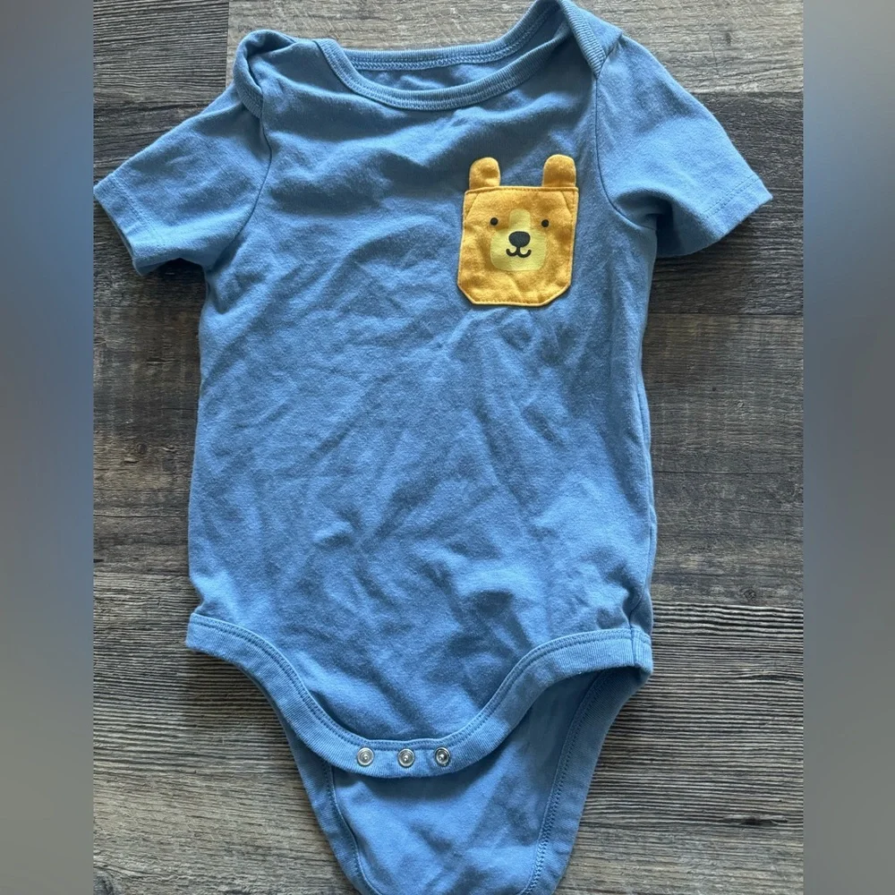 CAT & JACK | 12‎ month onesie blue bear bodysuit short sleeve baby boy
